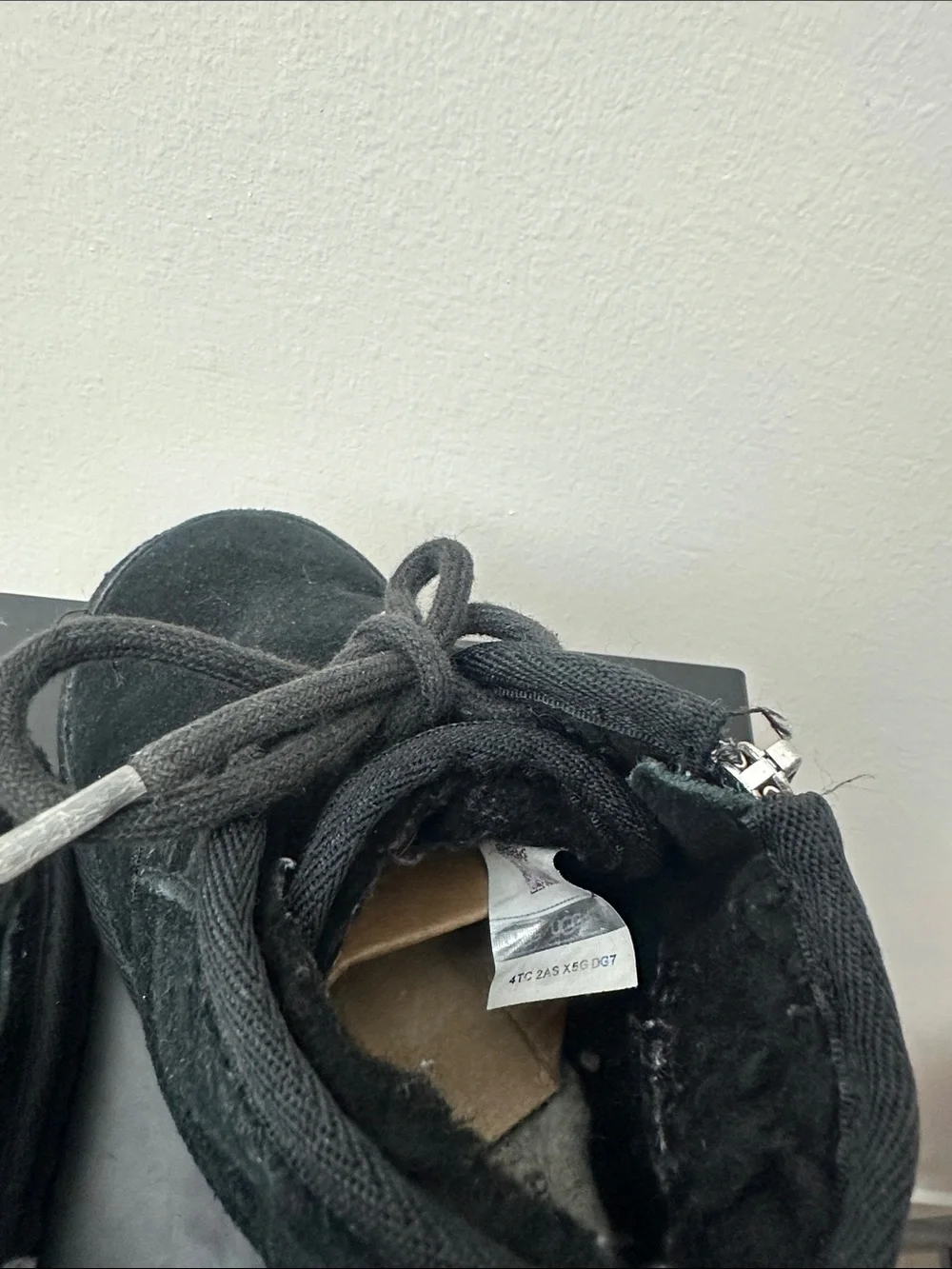 Kids Black Suede Lace-Up Winter Boots with Side Zipper